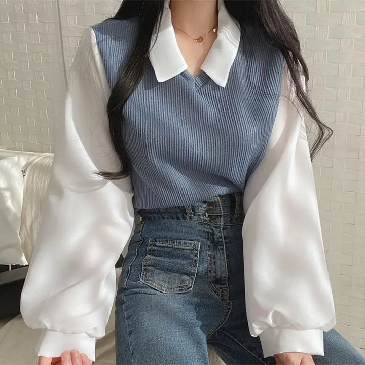 Korean Chic Layered Blouse