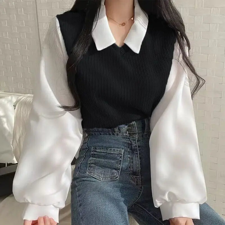 Korean Chic Layered Blouse