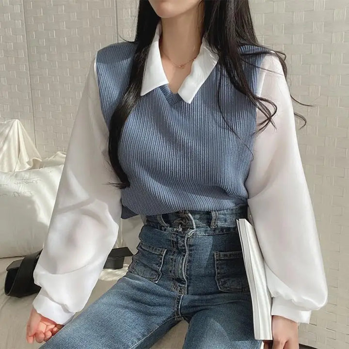 Korean Chic Layered Blouse