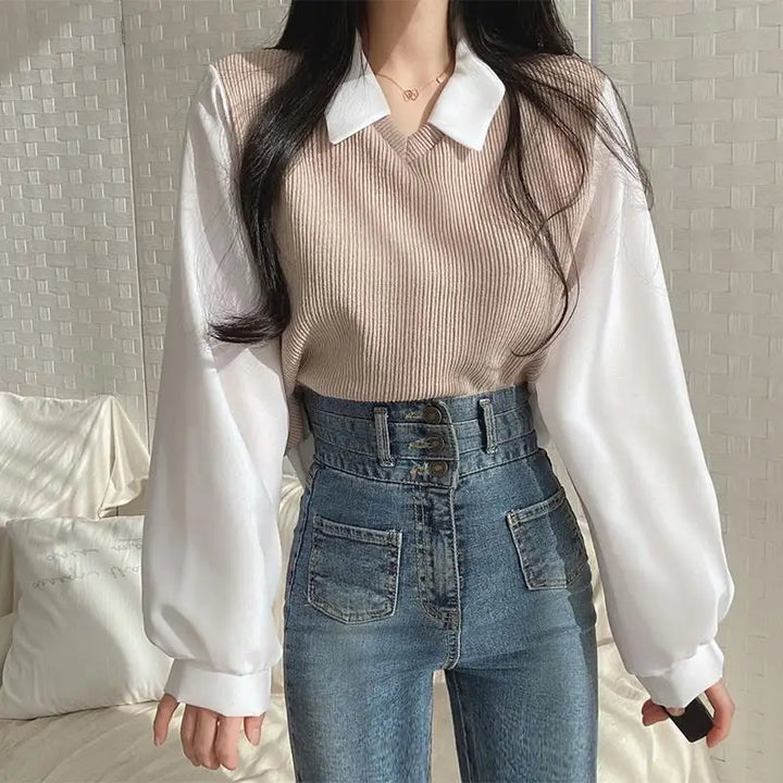 Korean Chic Layered Blouse