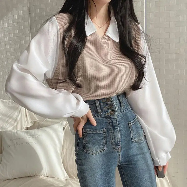 Korean Chic Layered Blouse