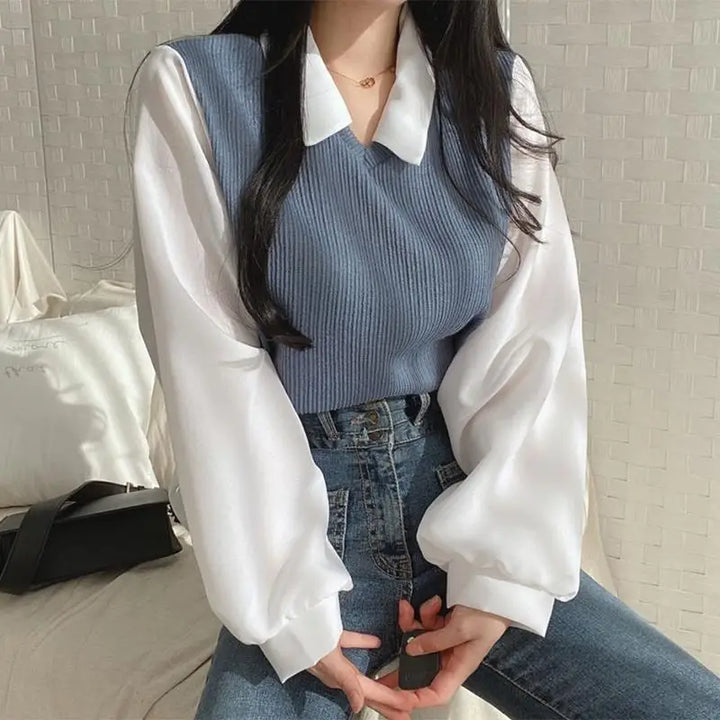 Korean Chic Layered Blouse